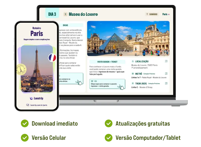 Roteiros em versão mobile e desktop